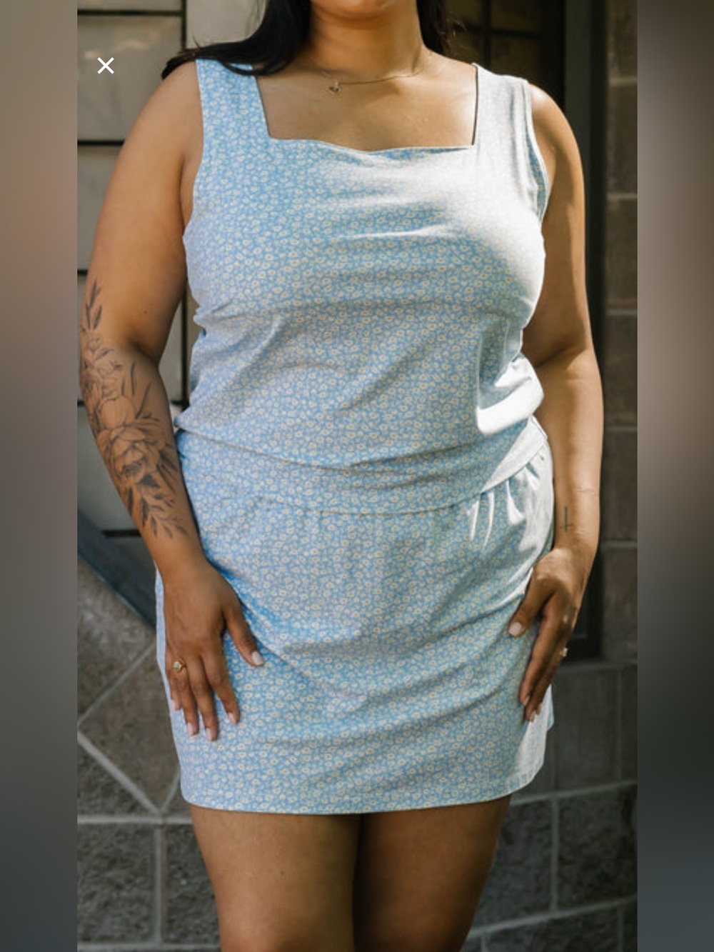 Smash and Tess Light Blue Floral Mini Skirt and tank FULL SET